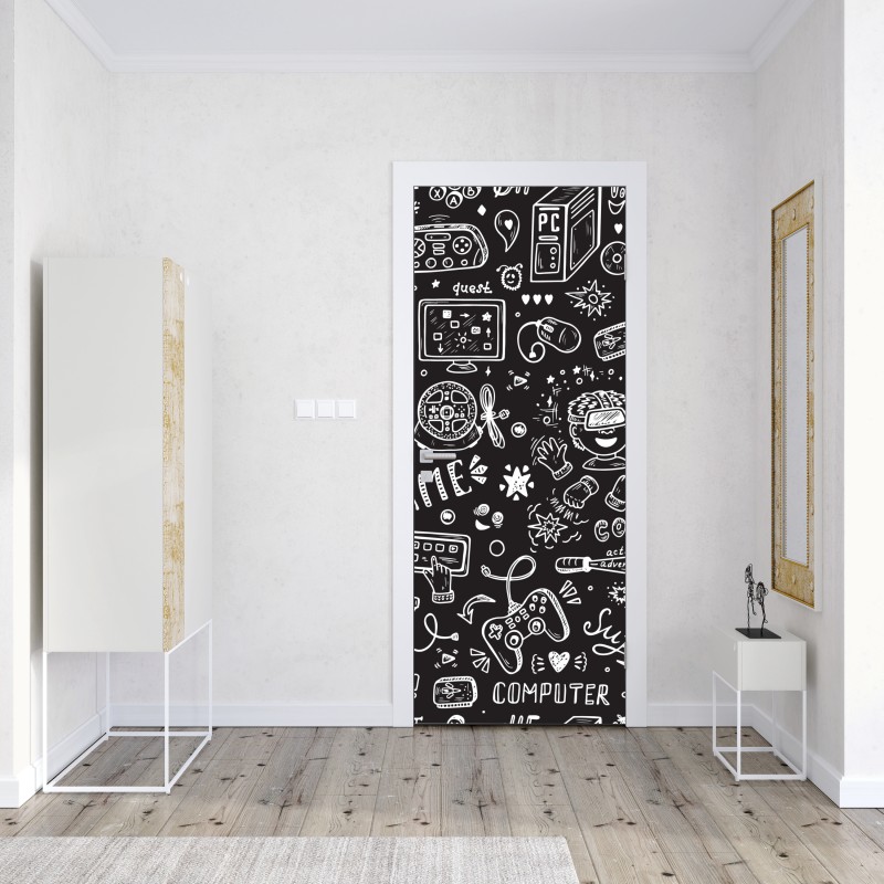 Naklejka na drzwi złote tropikalne liście – Wallissimo®