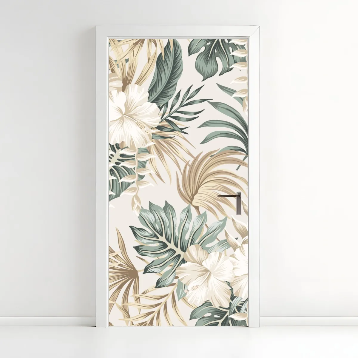 Naklejka na drzwi delikatny tropikalny motyw hibiskusa – Wallissimo® Naklejka na drzwi delikatny tropikalny motyw hibiskusa – Wallissimo®