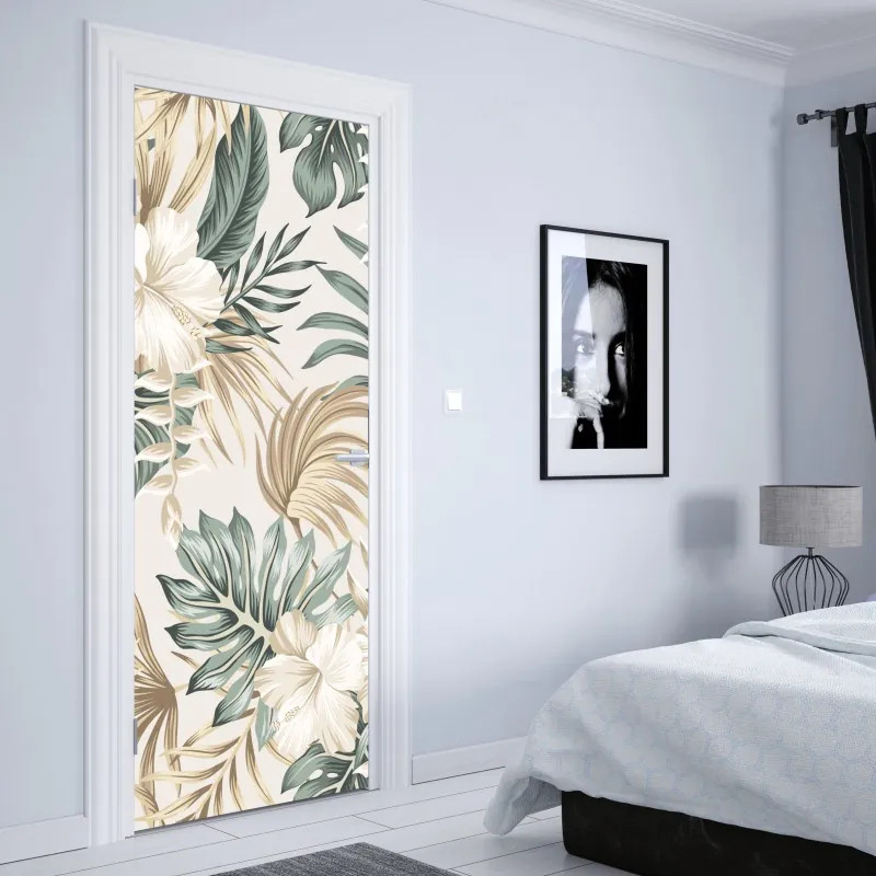 Naklejka na drzwi delikatne nasiona dmuchawca czarno-białe – Wallissimo®