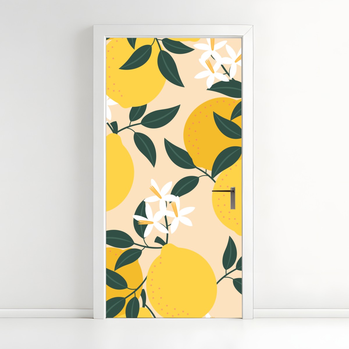 Door sticker bright lemon botanical pattern
