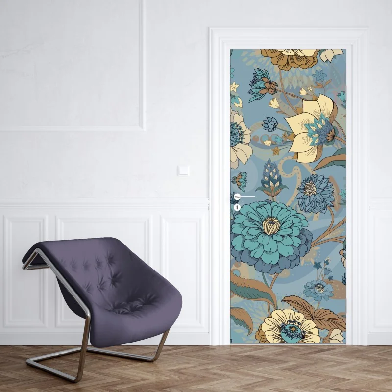 Naklejka na drzwi słoneczna uliczka nad morzem z widokiem na zatokę – Wallissimo®