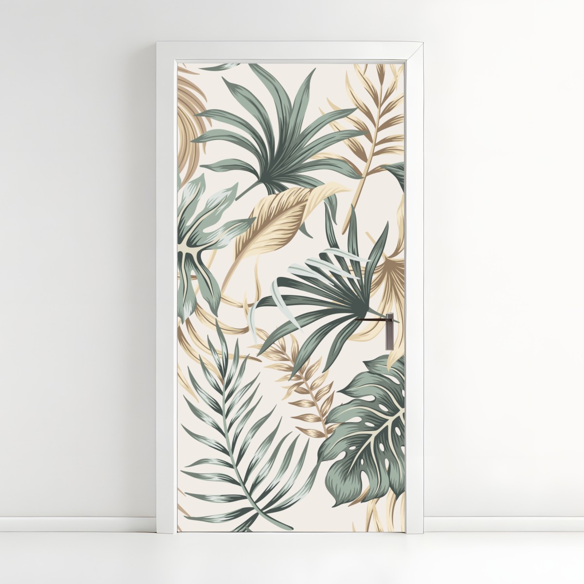 Door sticker tropical botanical foliage pattern