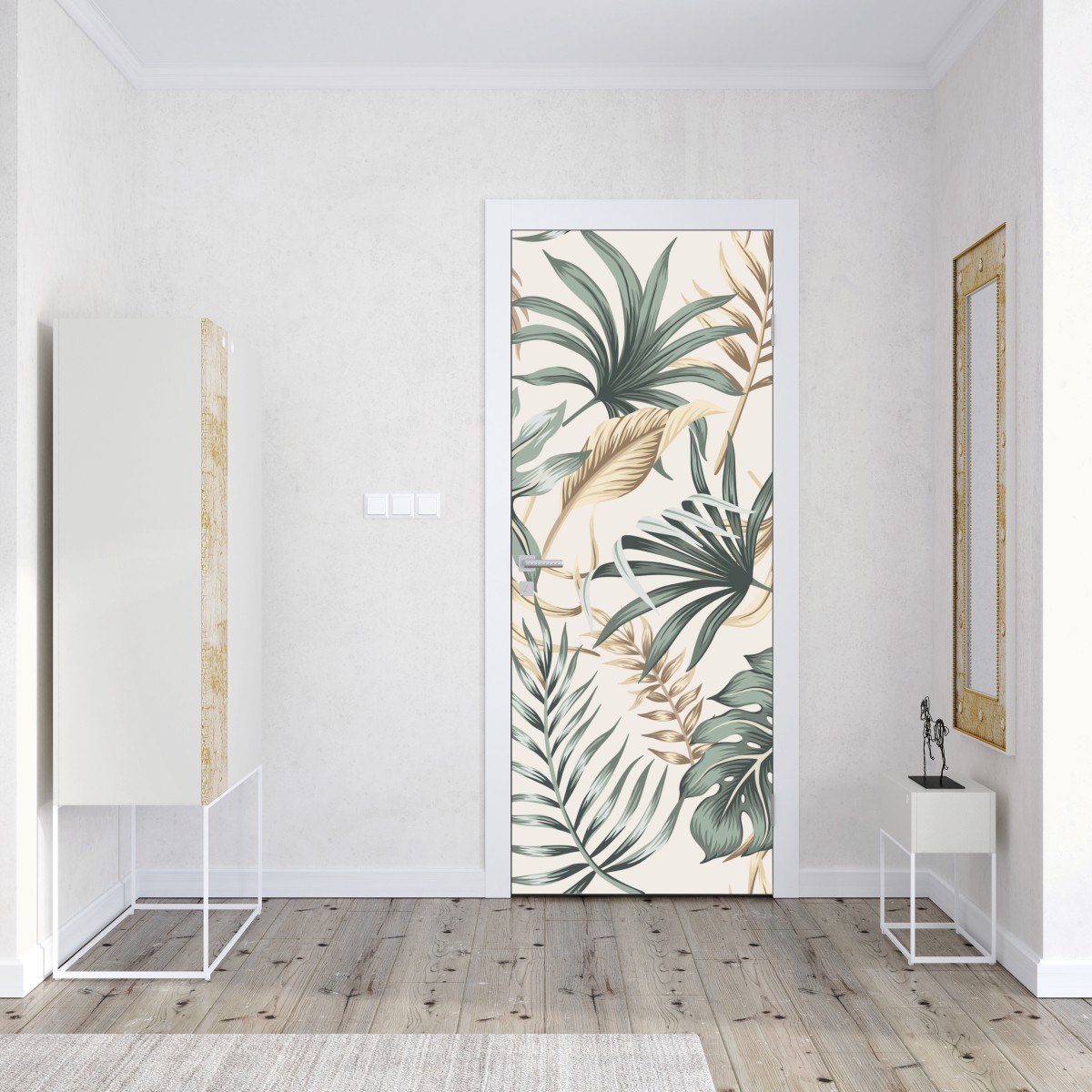Naklejka na drzwi tropikalny botaniczny wzór liści – Wallissimo® Naklejka na drzwi tropikalny botaniczny wzór liści – Wallissimo®