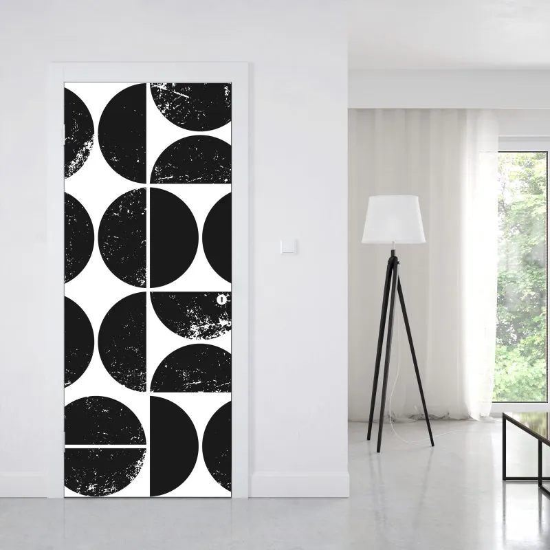 Naklejka na drzwi delikatne białe liście na szarym tle – Wallissimo®