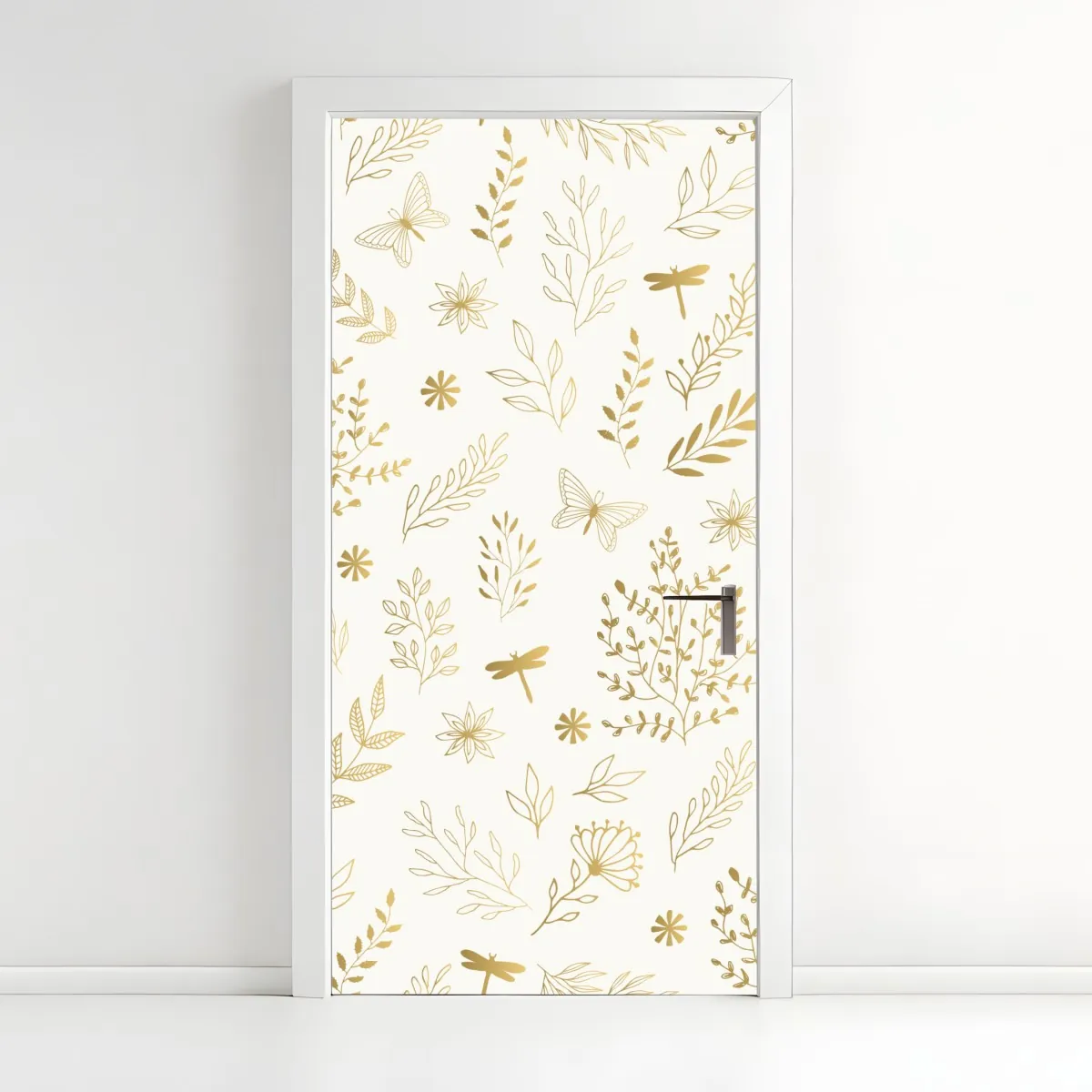 Naklejka na drzwi złoty botaniczny wzór – Wallissimo® Naklejka na drzwi złoty botaniczny wzór – Wallissimo®