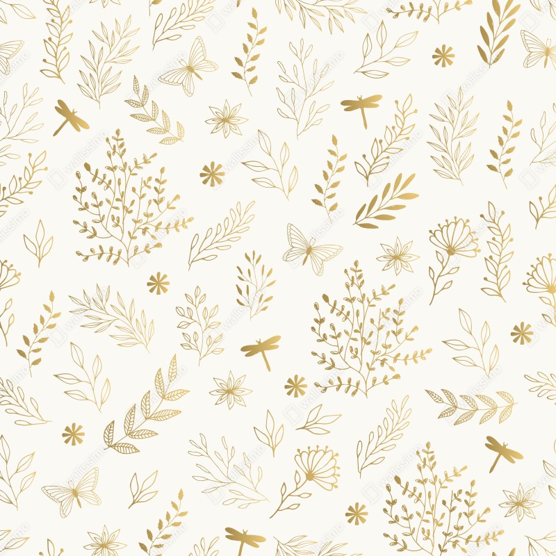 Naklejka na drzwi złoty botaniczny wzór – Wallissimo® Naklejka na drzwi złoty botaniczny wzór – Wallissimo®