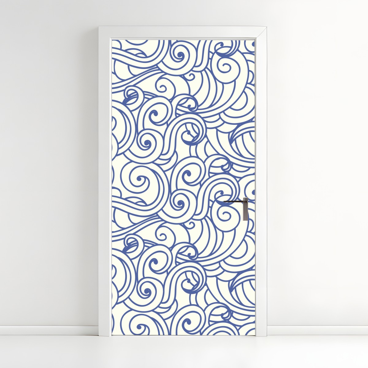 Door sticker blue swirl seamless pattern