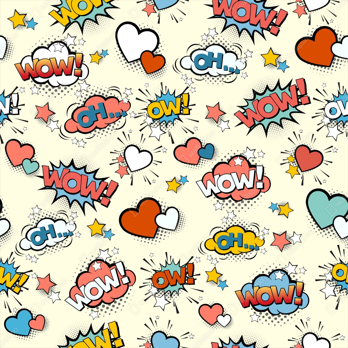 Naklejka na drzwi pop art komiksowe serca i dymki – Wallissimo® Naklejka na drzwi pop art komiksowe serca i dymki – Wallissimo®