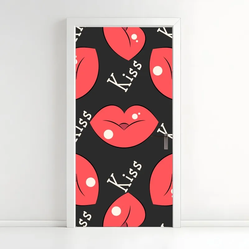 Naklejka na drzwi złote tropikalne liście – Wallissimo®