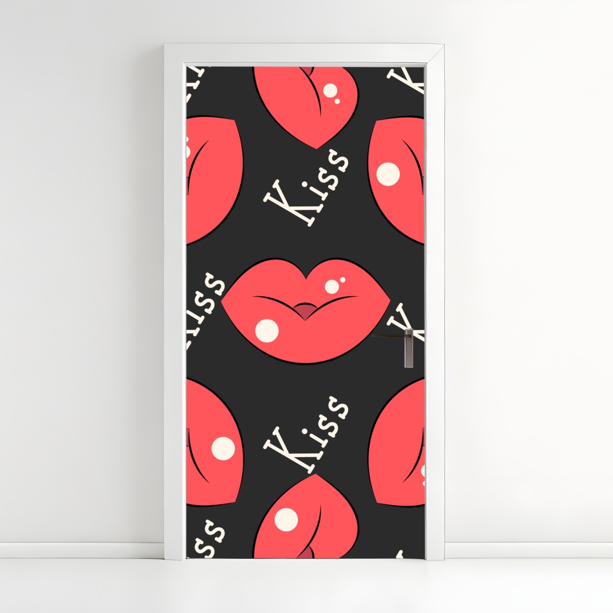 Door sticker playful pink lips pattern