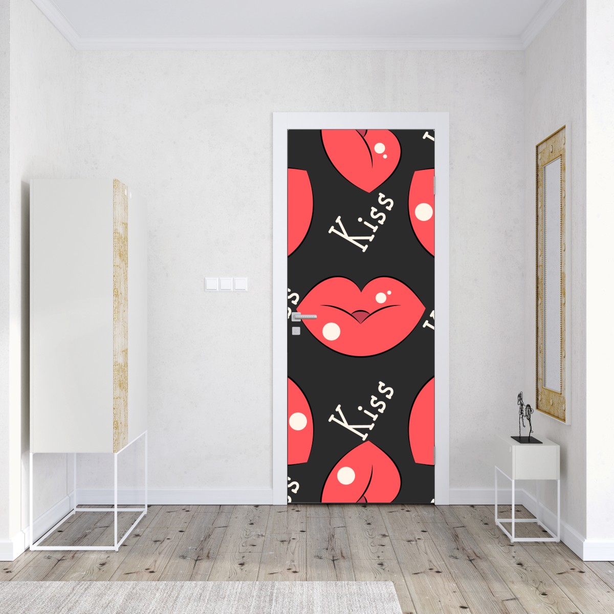 Naklejka na drzwi zabawny wzór różowych ust – Wallissimo® Naklejka na drzwi zabawny wzór różowych ust – Wallissimo®