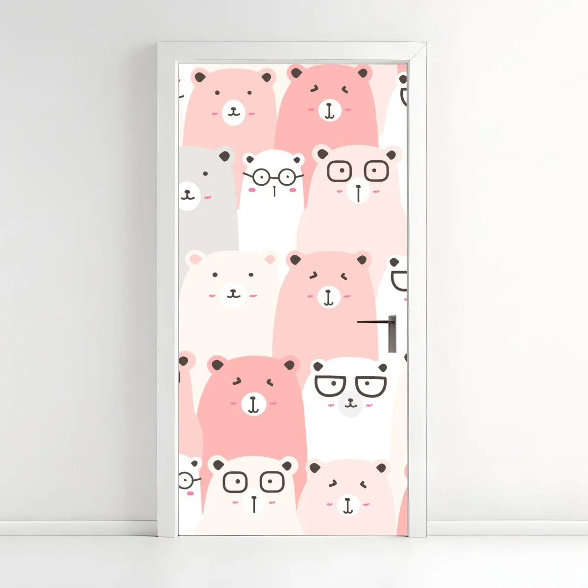 Naklejka na drzwi pastelowy wzór z misiami do pokoju dziecięcego – Wallissimo® Naklejka na drzwi pastelowy wzór z misiami do pokoju dziecięcego – Wallissimo®