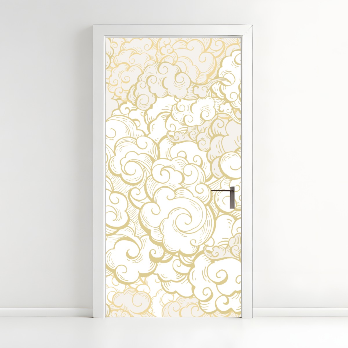 Door sticker ornamental golden cloud pattern