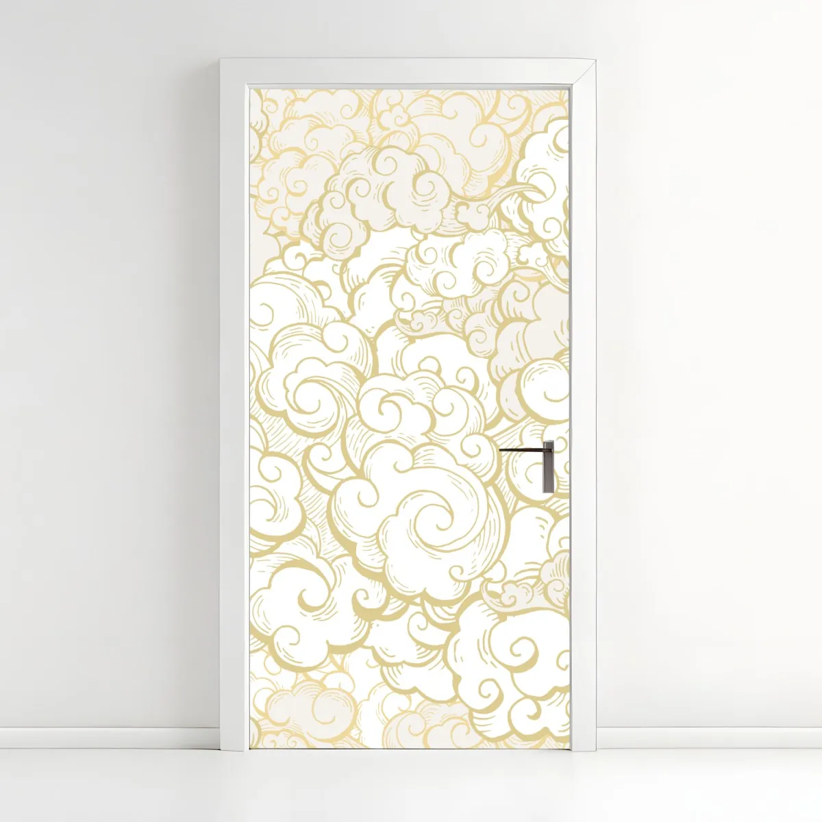 Naklejka na drzwi ornamentalny złoty wzór chmur – Wallissimo® Naklejka na drzwi ornamentalny złoty wzór chmur – Wallissimo®