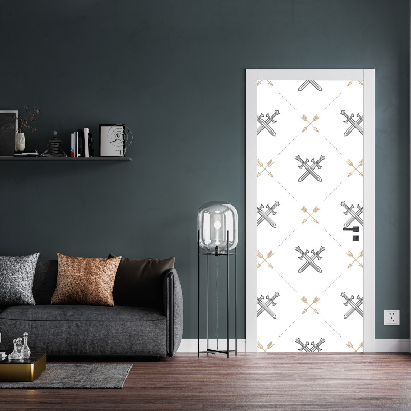 Naklejka na drzwi wzór z połączonymi mieczami i strzałami – Wallissimo® Naklejka na drzwi wzór z połączonymi mieczami i strzałami – Wallissimo®