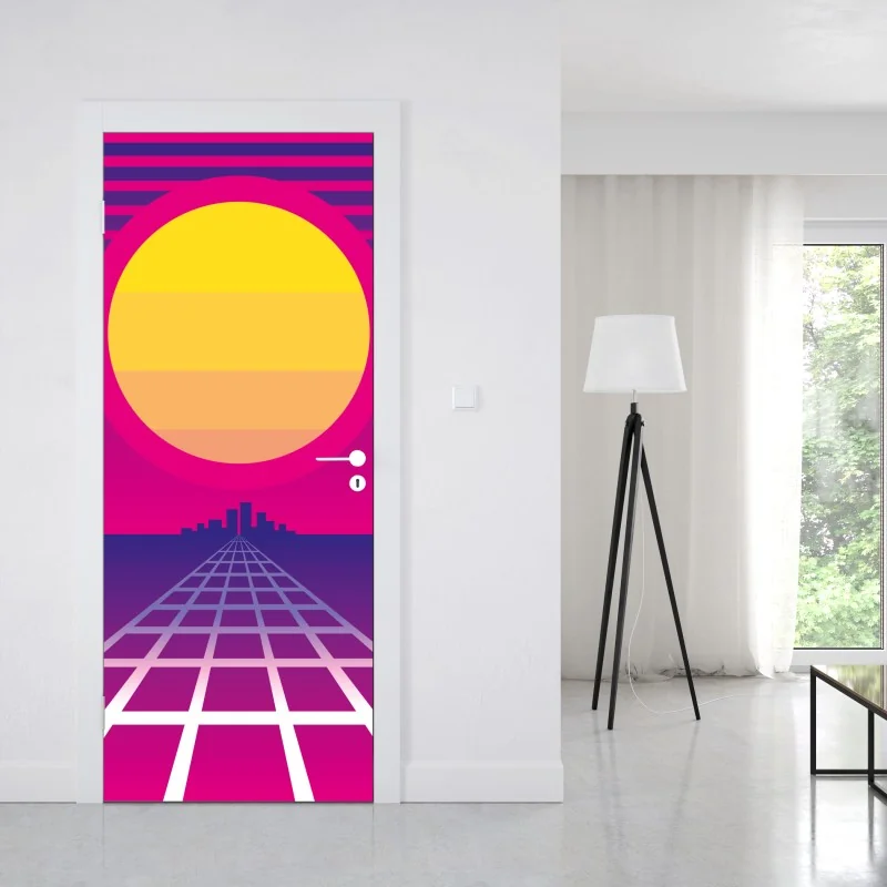 Naklejka na drzwi czarno-biały geometryczny wzór – Wallissimo®