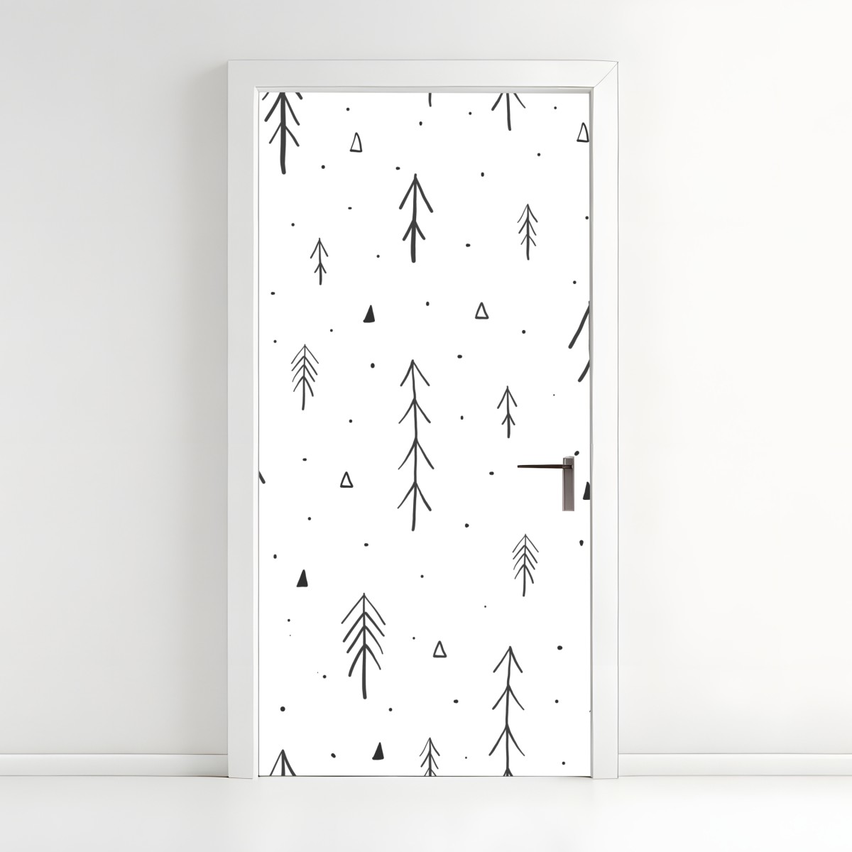Door sticker minimalist hand-drawn tree pattern