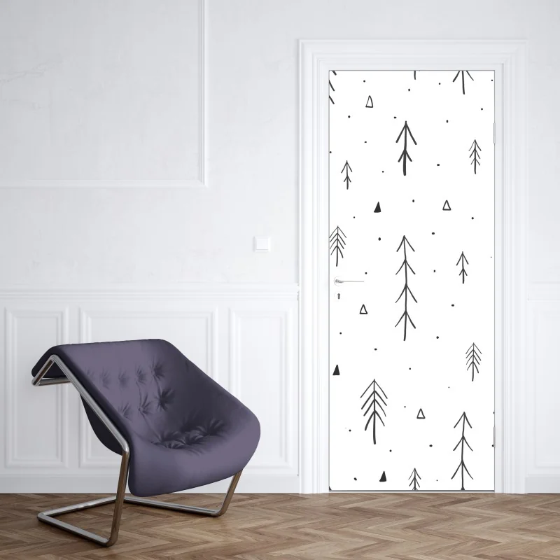 Naklejka na drzwi wzór kratki z diamentami na beżowym tle – Wallissimo®