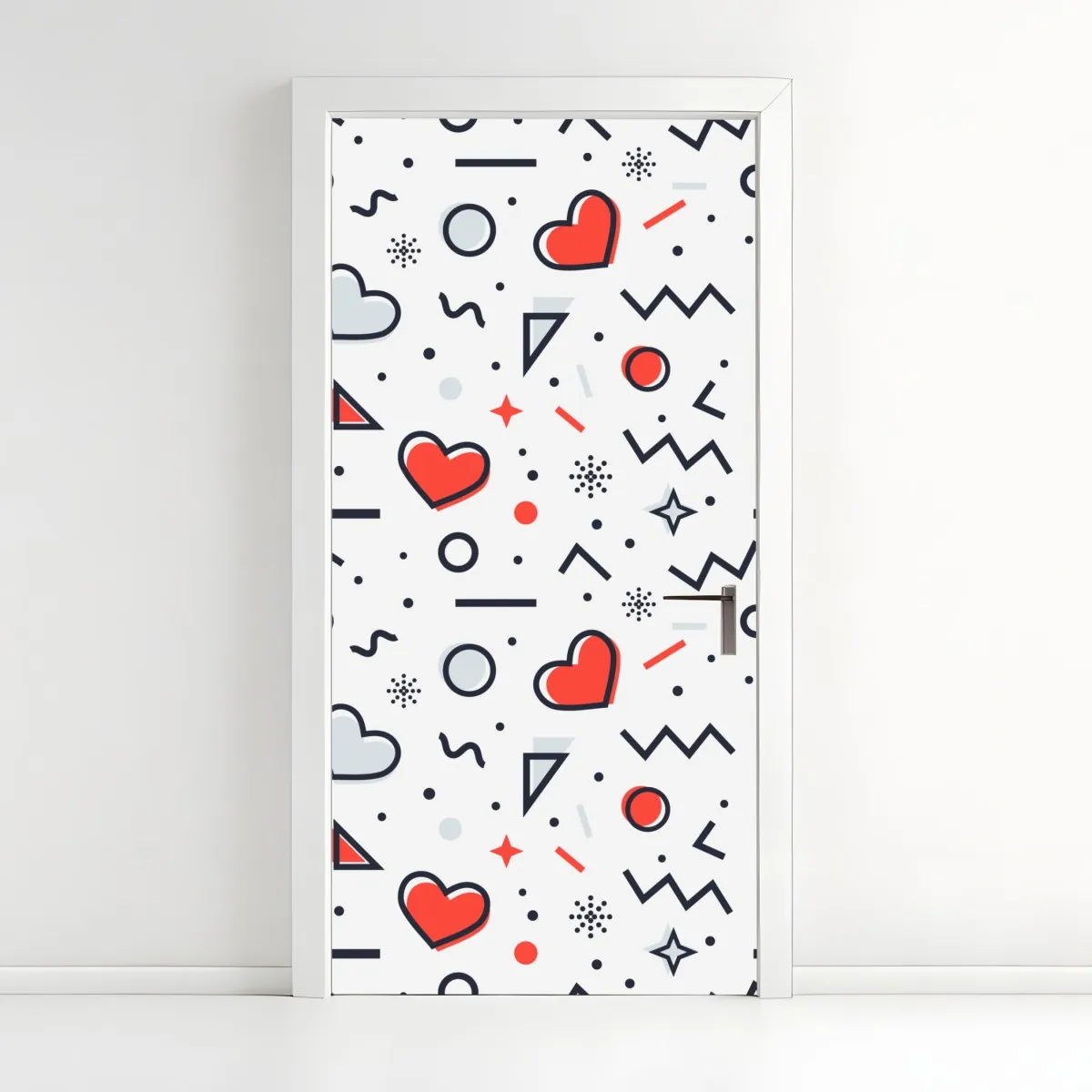 Naklejka na drzwi zabawny wzór serc na białym tle – Wallissimo® Naklejka na drzwi zabawny wzór serc na białym tle – Wallissimo®