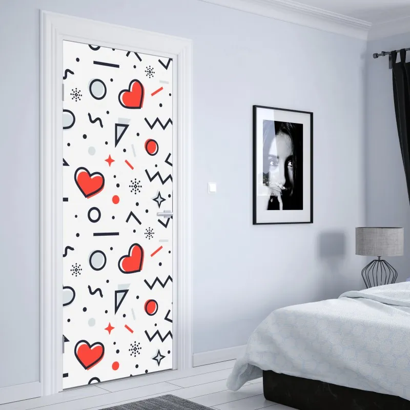 Naklejka na drzwi elegancki beżowy wzór damask – Wallissimo®