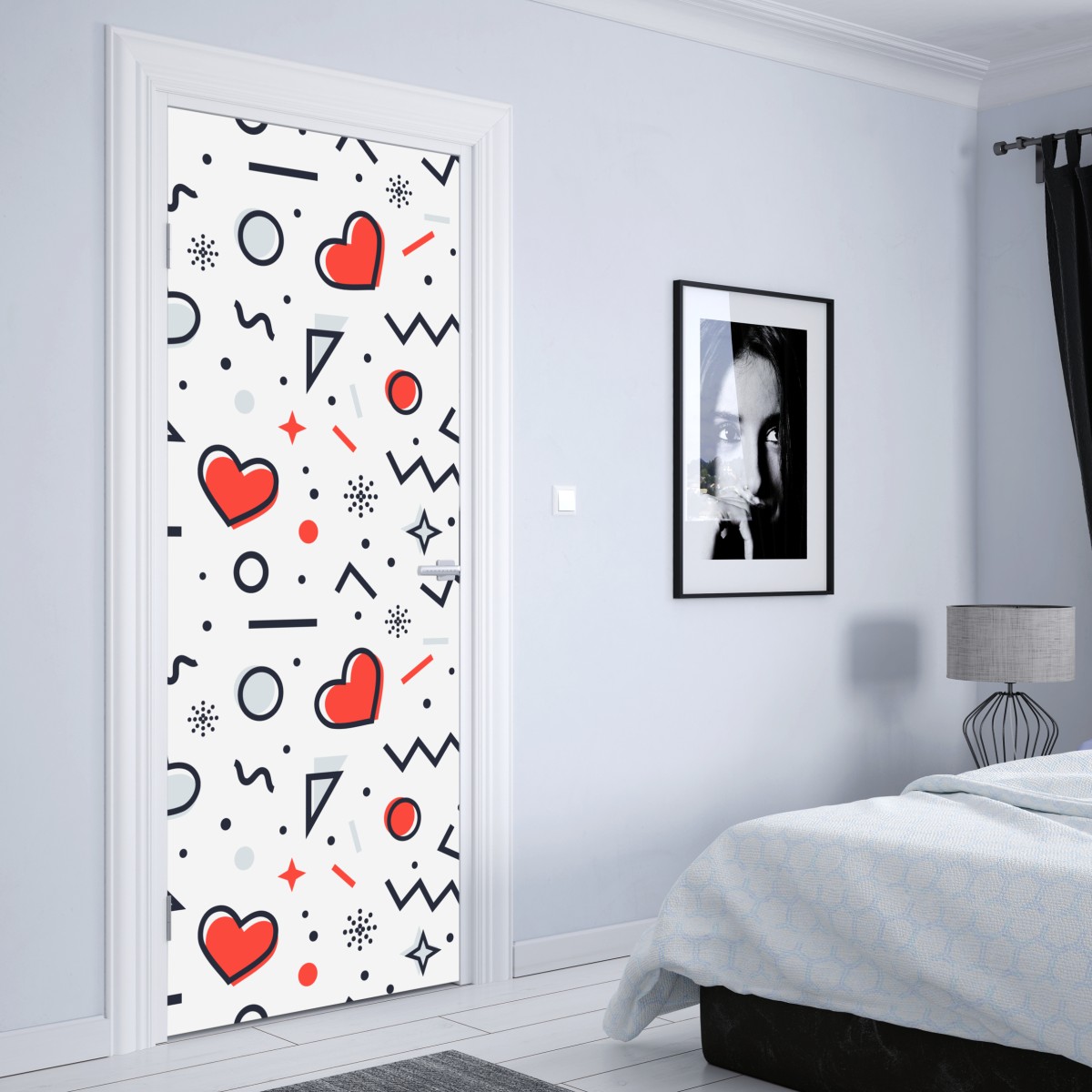 Naklejka na drzwi zabawny wzór serc na białym tle – Wallissimo® Naklejka na drzwi zabawny wzór serc na białym tle – Wallissimo®