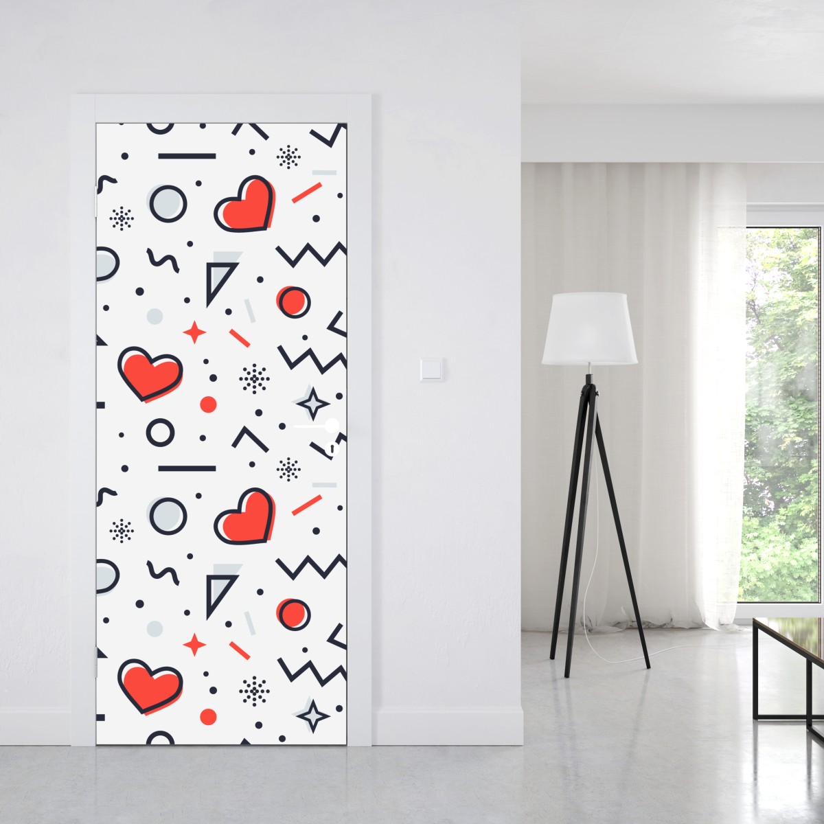 Naklejka na drzwi zabawny wzór serc na białym tle – Wallissimo® Naklejka na drzwi zabawny wzór serc na białym tle – Wallissimo®