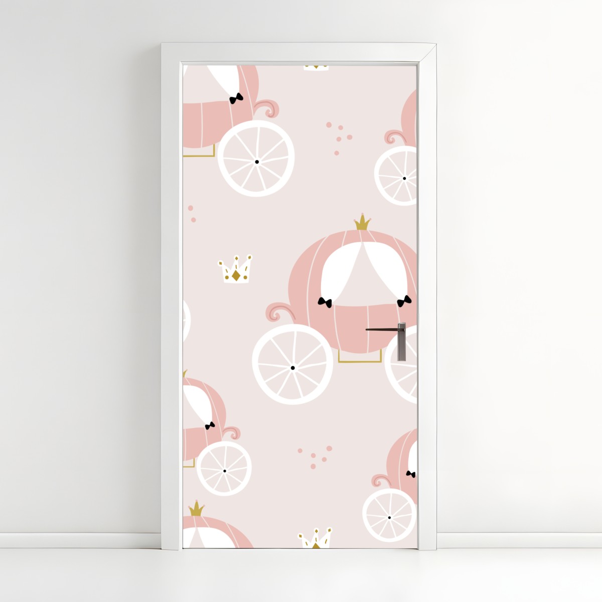 Door sticker pink princess carriage pattern
