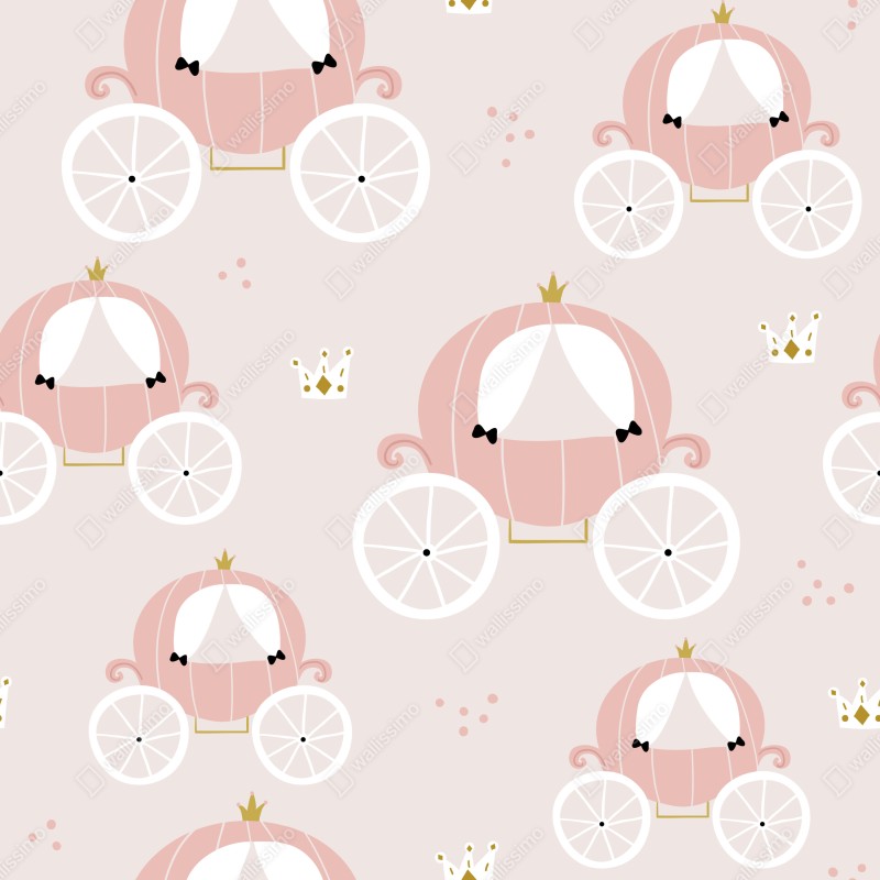 Naklejka na drzwi różowy wzór z karetą księżniczki – Wallissimo® Naklejka na drzwi różowy wzór z karetą księżniczki – Wallissimo®