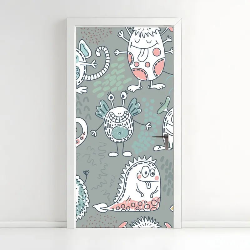 Naklejka na drzwi turkusowy geometryczny motyw łezki – Wallissimo®