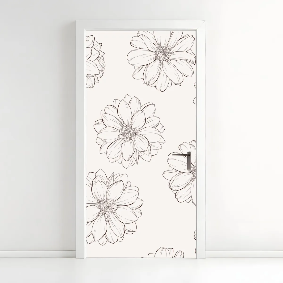 Naklejka na drzwi delikatny wzór kwiatowy w odcieniach beżu – Wallissimo® Naklejka na drzwi delikatny wzór kwiatowy w odcieniach beżu – Wallissimo®