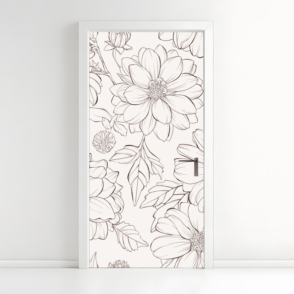 Door sticker delicate botanical line florals