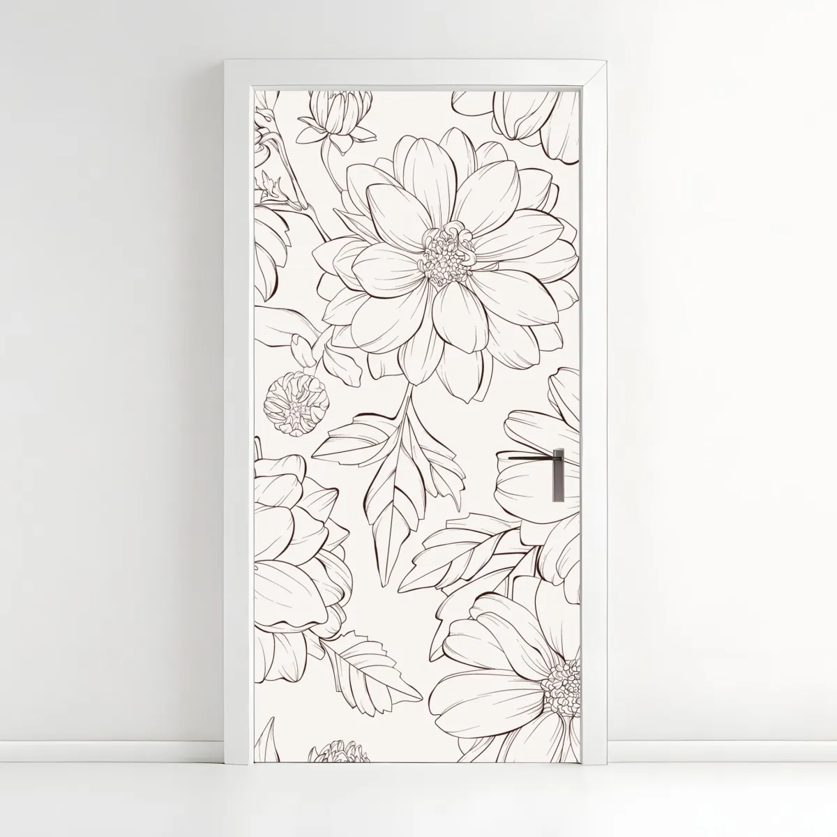Naklejka na drzwi delikatny botaniczny rysunek kwiatowy – Wallissimo® Naklejka na drzwi delikatny botaniczny rysunek kwiatowy – Wallissimo®