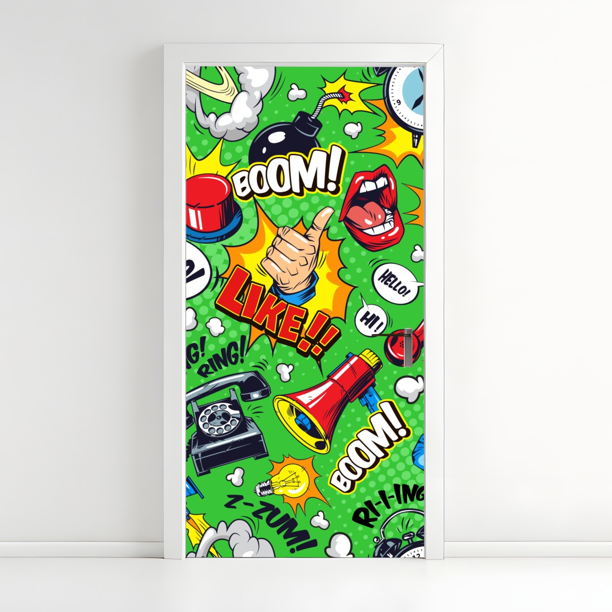 Door sticker comic pop art explosion pattern