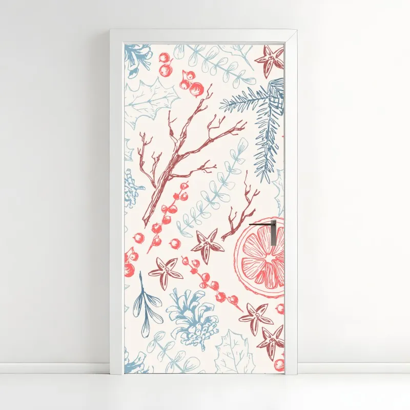 Naklejka na drzwi wiosenna łąka pod błękitnym niebem – Wallissimo®