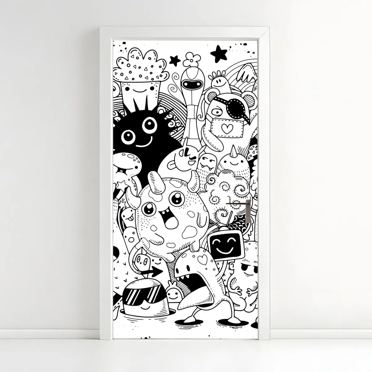 Naklejka na drzwi zabawny rysunek z potworami – Wallissimo® Naklejka na drzwi zabawny rysunek z potworami – Wallissimo®