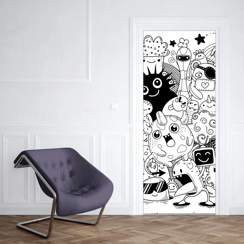 Naklejka na drzwi most Manhattan w kadrze brukowanej ulicy – Wallissimo®