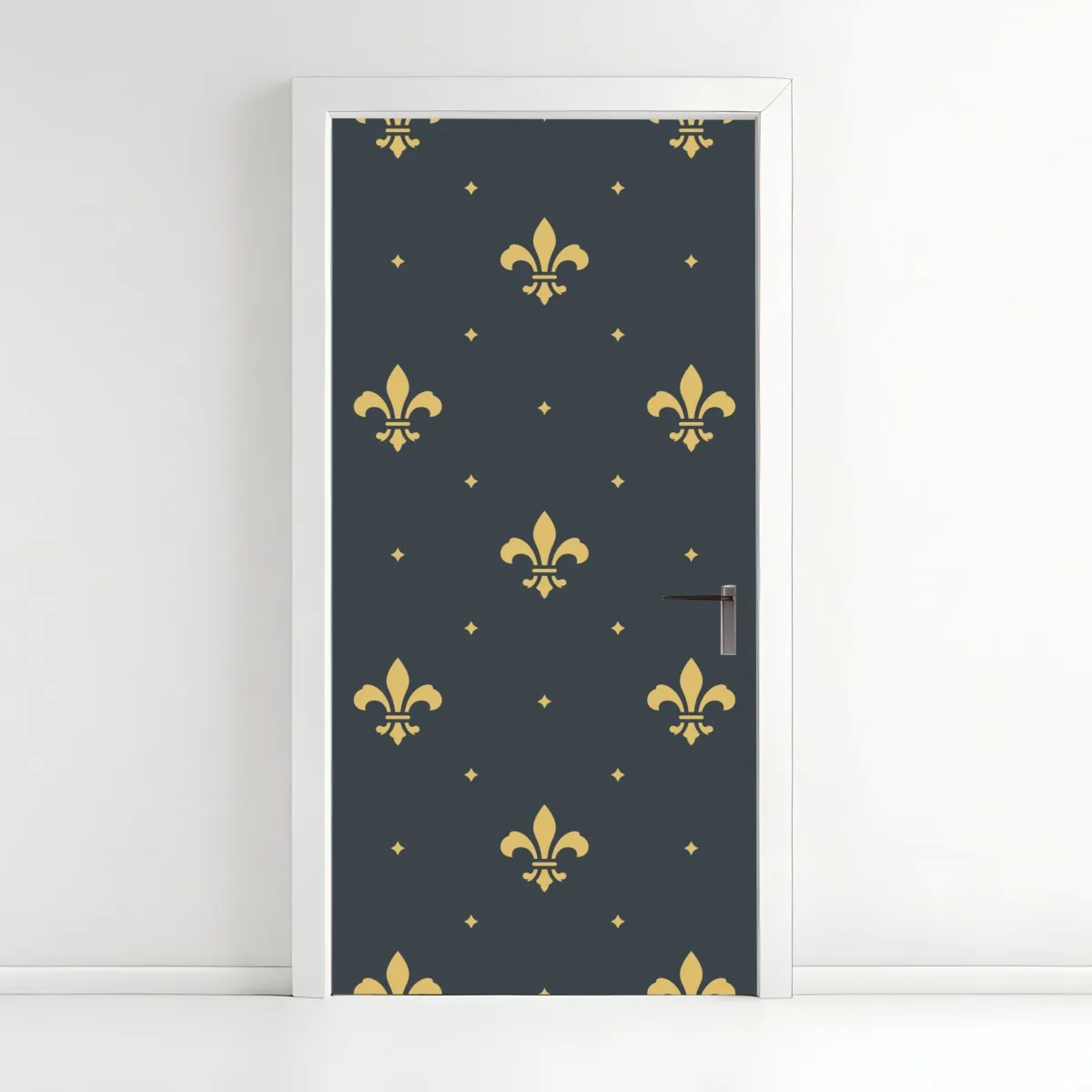 Naklejka na drzwi złoty wzór lilii na ciemnym tle – Wallissimo® Naklejka na drzwi złoty wzór lilii na ciemnym tle – Wallissimo®
