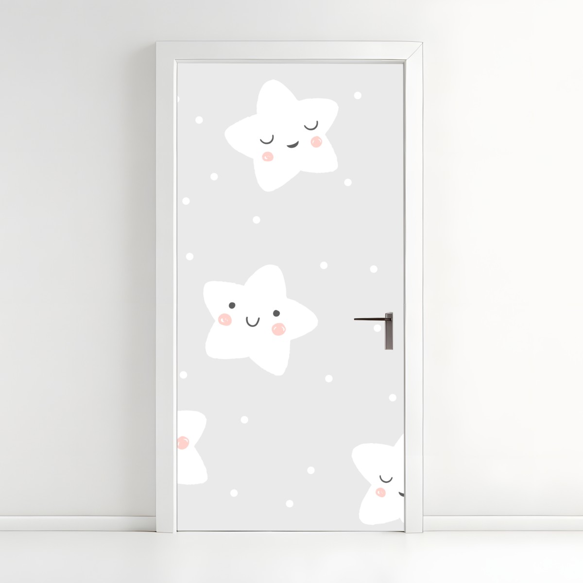Door sticker cute smiling stars nursery pattern
