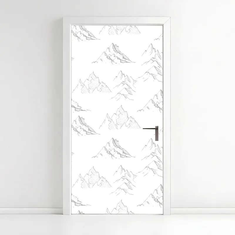 Naklejka na drzwi delikatne białe liście na szarym tle – Wallissimo®