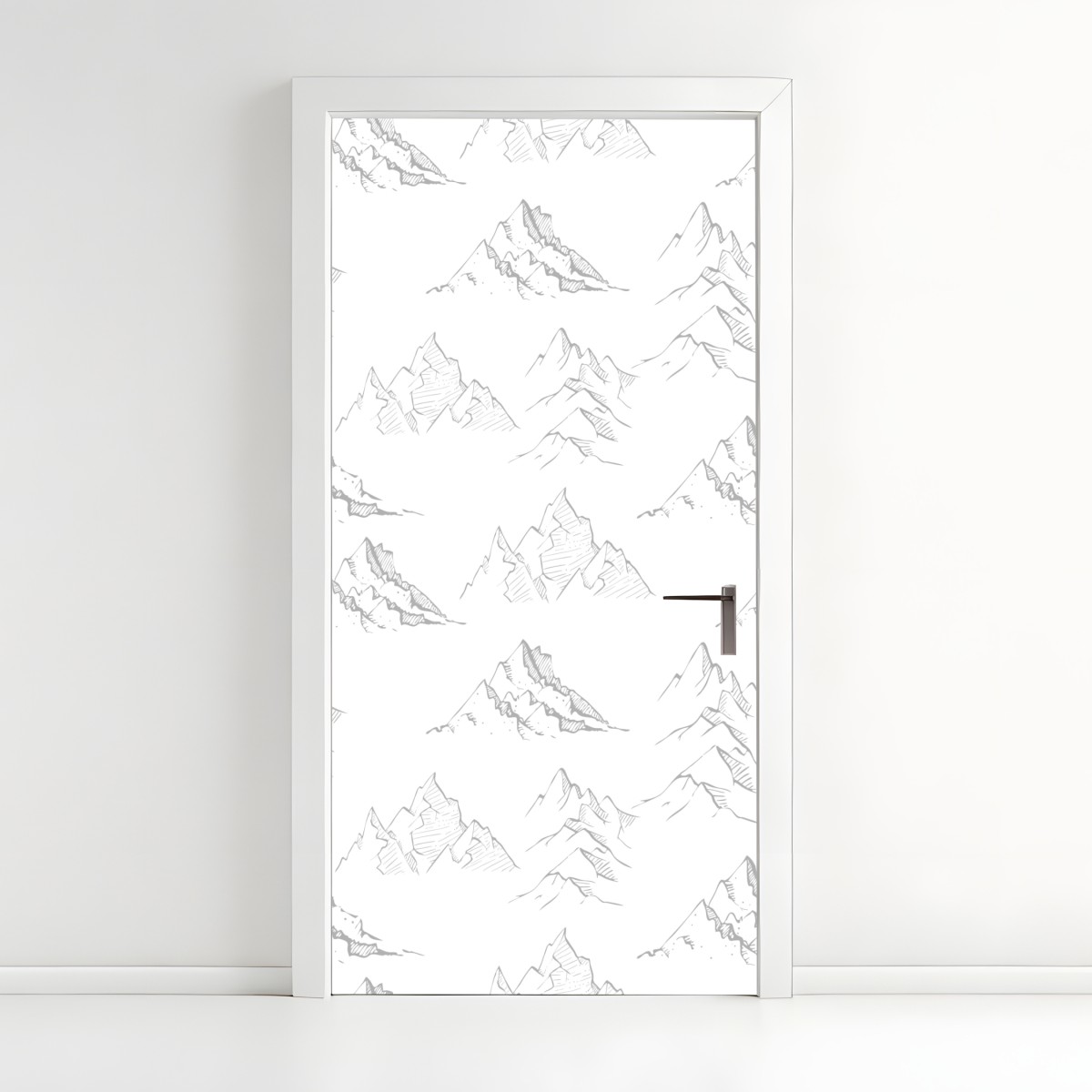 Door sticker hand-drawn mountain pattern