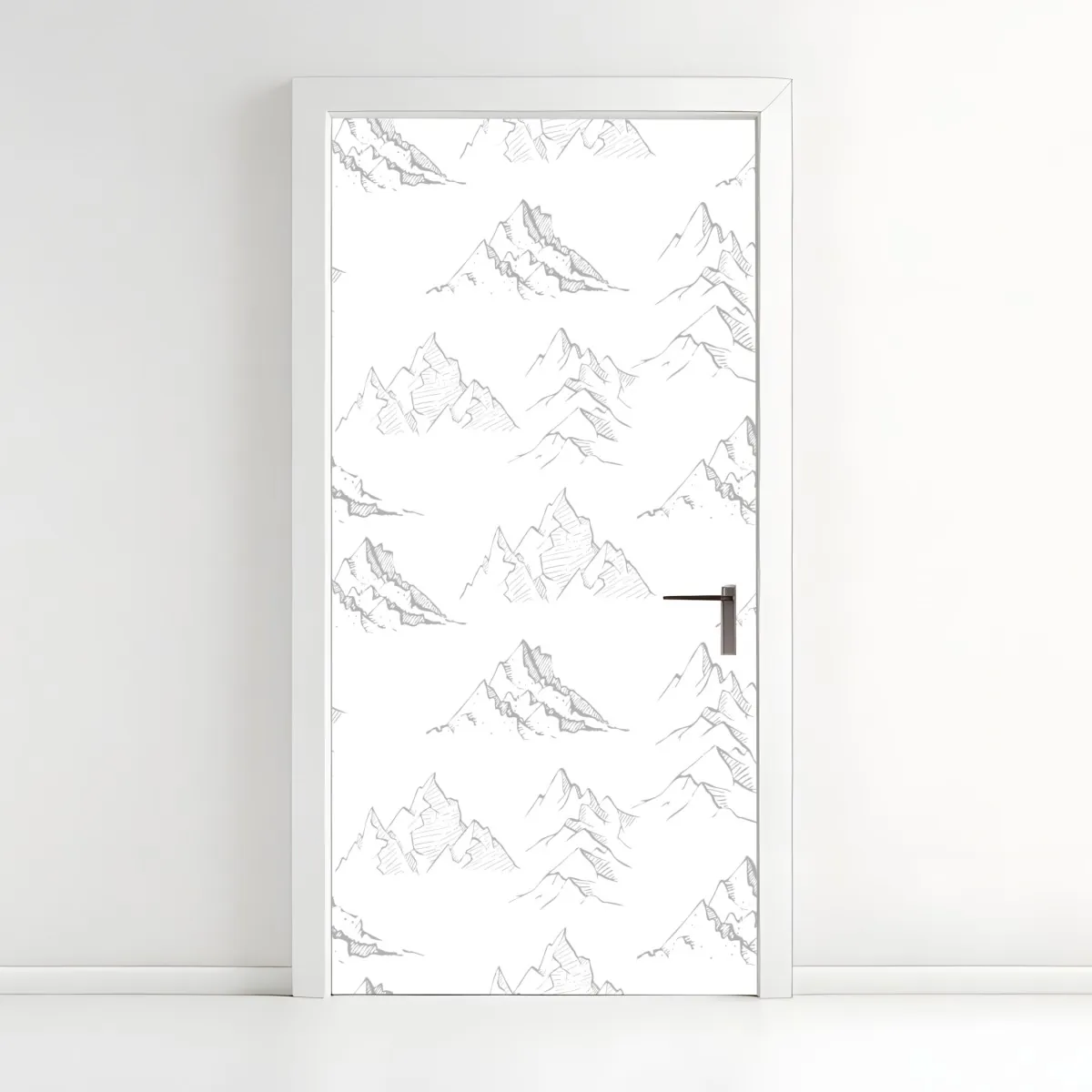 Naklejka na drzwi ręcznie rysowany wzór górski – Wallissimo® Naklejka na drzwi ręcznie rysowany wzór górski – Wallissimo®