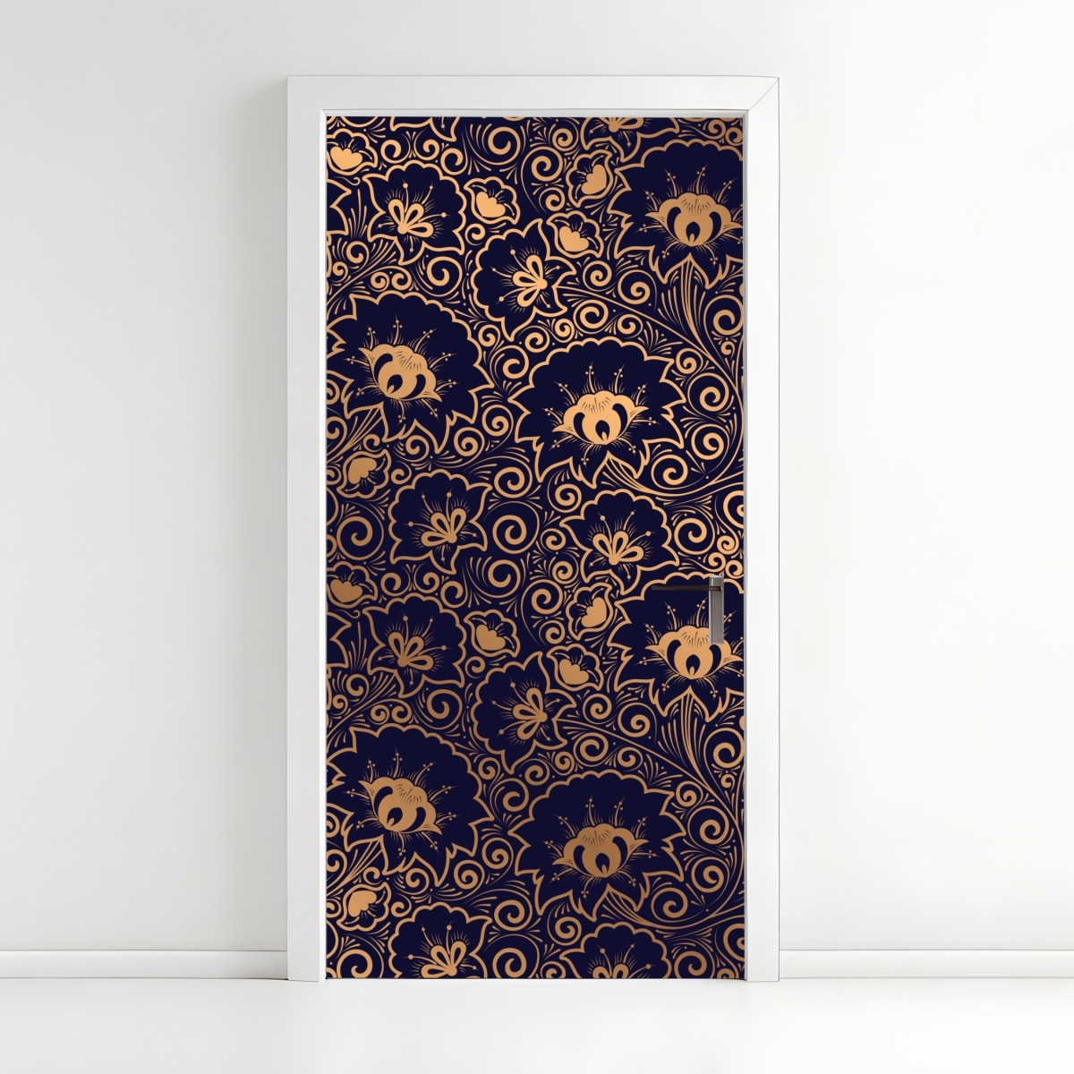 Door sticker luxury gold floral pattern on dark background