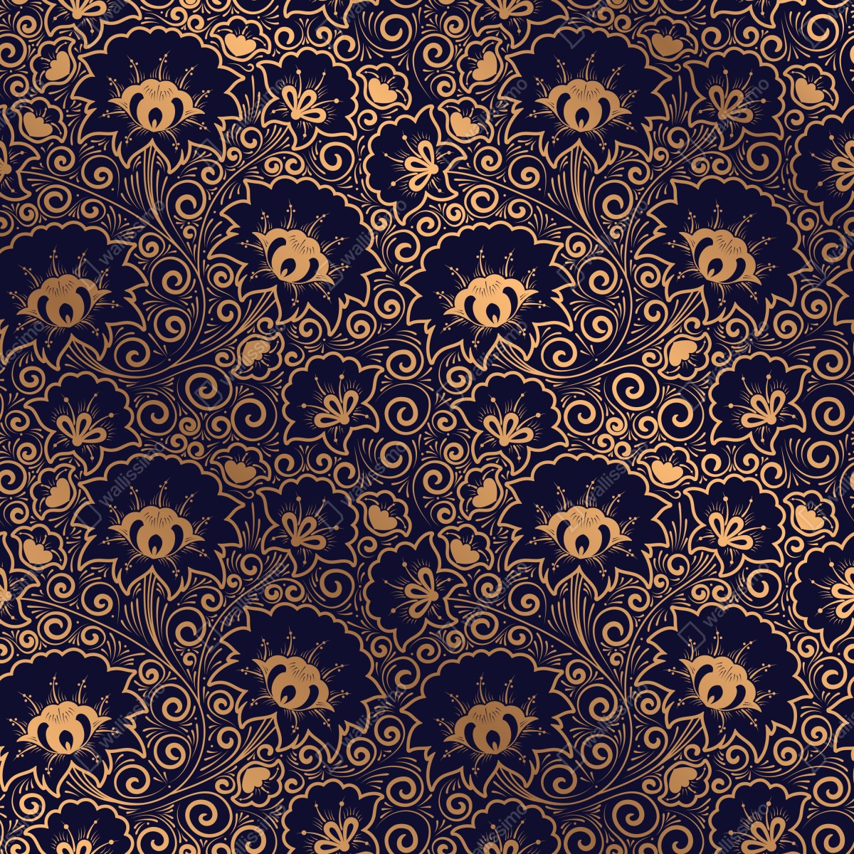 Naklejka na drzwi luksusowy złoty wzór kwiatowy na ciemnym tle – Wallissimo® Naklejka na drzwi luksusowy złoty wzór kwiatowy na ciemnym tle – Wallissimo®