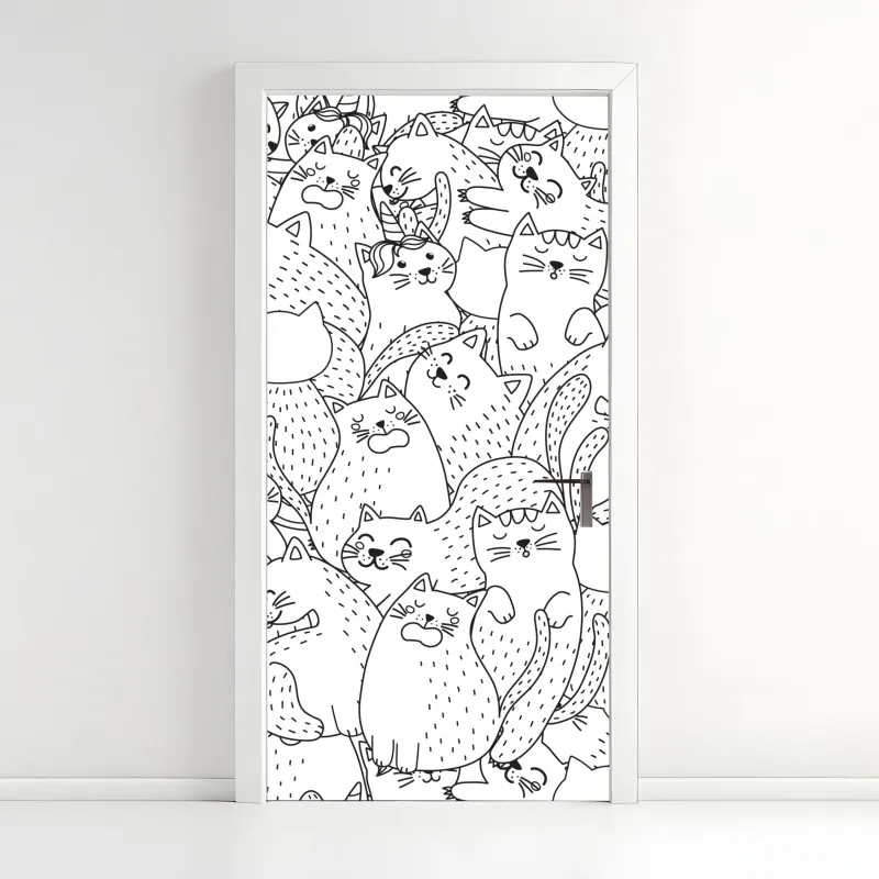 Naklejka na drzwi wzór damaskowy w odcieniach złota i granatu – Wallissimo®