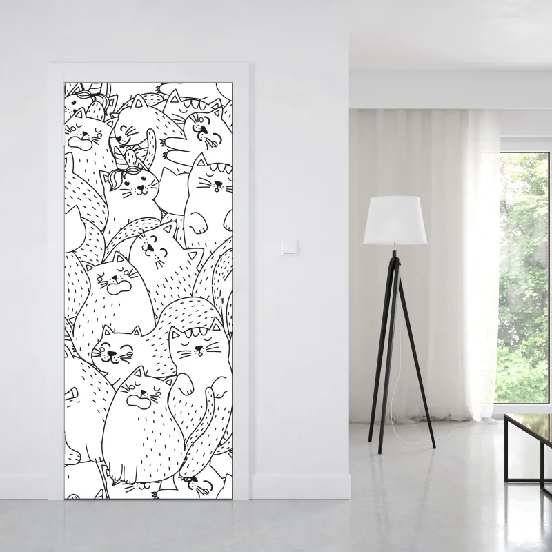 Naklejka na drzwi wzór damaskowy w odcieniach złota i granatu – Wallissimo®