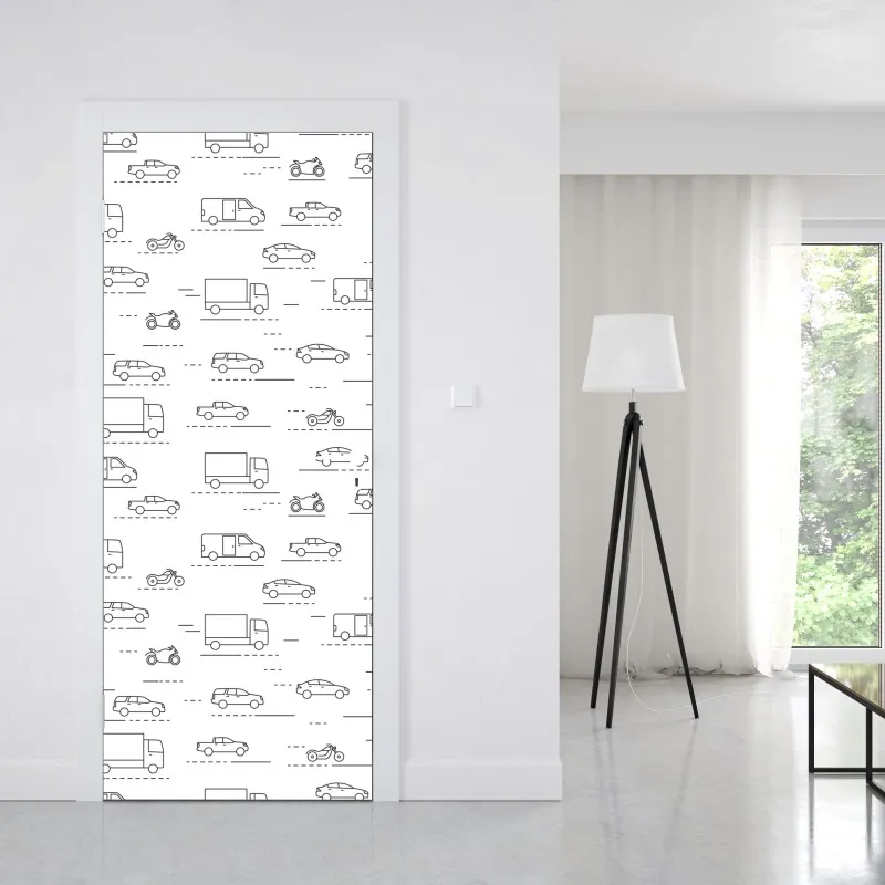 Naklejka na drzwi monochromatyczny wzór pojazdów – Wallissimo® Naklejka na drzwi monochromatyczny wzór pojazdów – Wallissimo®