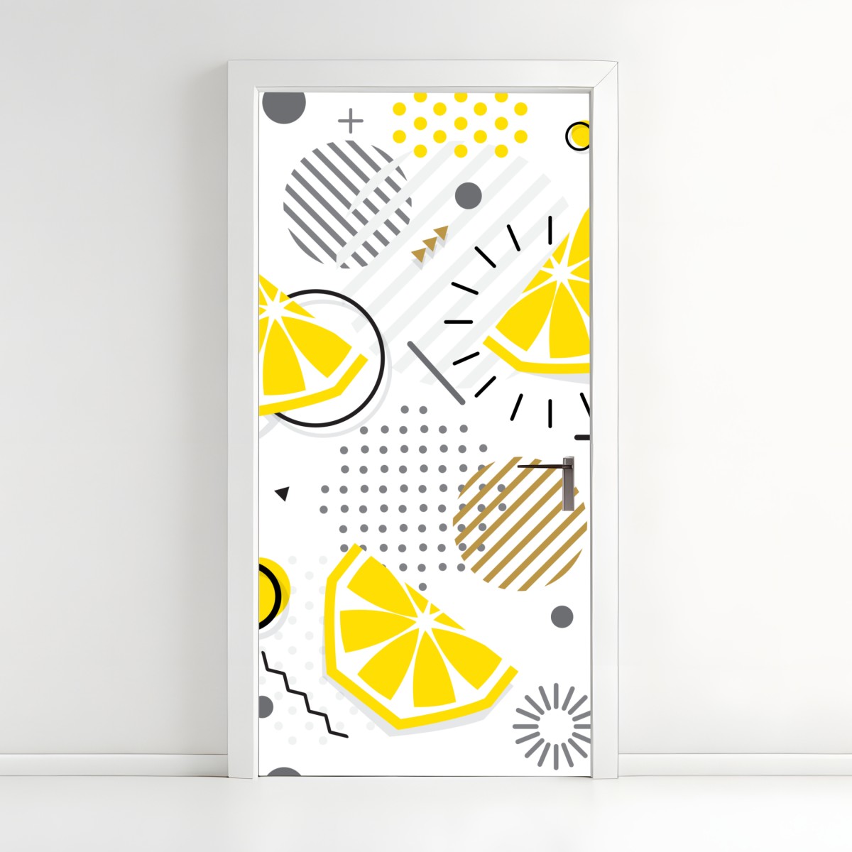 Door sticker bright citrus geometric pattern