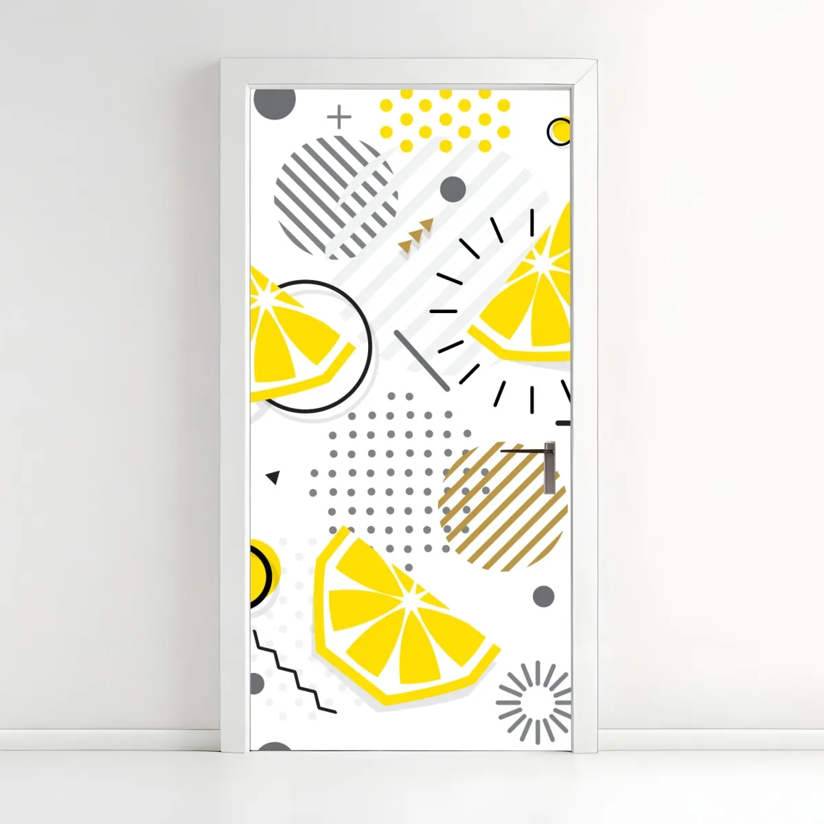 Naklejka na drzwi żywy cytrusowy wzór geometryczny – Wallissimo® Naklejka na drzwi żywy cytrusowy wzór geometryczny – Wallissimo®
