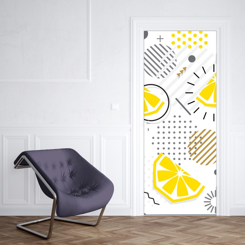 Naklejka na drzwi żywy cytrusowy wzór geometryczny – Wallissimo® Naklejka na drzwi żywy cytrusowy wzór geometryczny – Wallissimo®