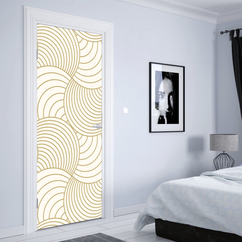 Naklejka na drzwi złoty art deco wzór okręgów – Wallissimo® Naklejka na drzwi złoty art deco wzór okręgów – Wallissimo®